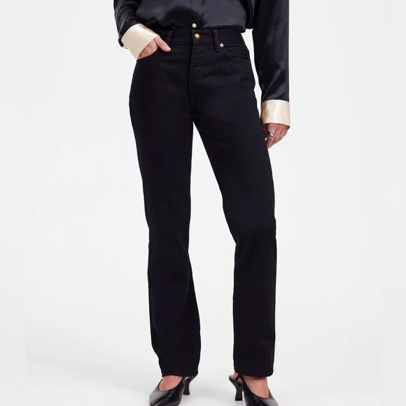 Madewell x Alexa Chung NWT High-Rise Straight Relaxed Jean Black Size 26 - Picture 1 of 12